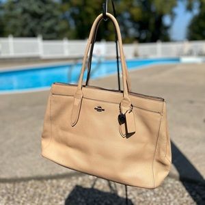 Tan leather coach satchel